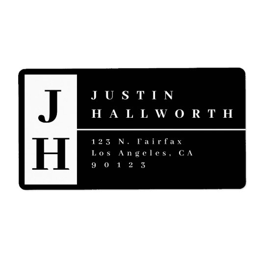 Stijlvol modern retouradres Zwart & Wit Etiket (Voorkant)