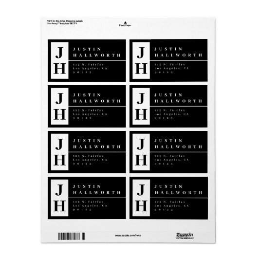 Stijlvol modern retouradres Zwart & Wit Etiket (Full Sheet)