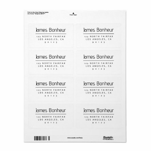 Stijlvol modern retouradres Zwart & Wit Etiket (Full Sheet)