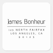 Stijlvol modern retouradres Zwart & Wit Vierkante Sticker (Voorkant)