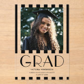 Stijlvol Modern Retro Photo Afstuderen Aankondigin Acryl Uitnodigingen (Voorkant)