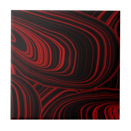 Stijlvol Modern Rood en Zwart Abstract Patroon Tegeltje (Voorkant)