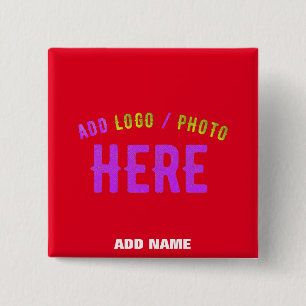 STIJLVOL MODERN ROOD GEVERIFIEERD BRANDED VIERKANTE BUTTON 5,1 CM