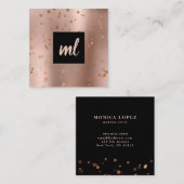 Stijlvol modern roos goud confetti stippen vierkante visitekaartje (Voorkant / Achterkant)
