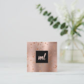 Stijlvol modern roos goud confetti stippen vierkante visitekaartje (Staand voorkant)