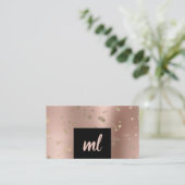 Stijlvol modern roos goud confetti stippen visitekaartje (Staand voorkant)