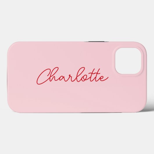 Stijlvol Modern Roze en Rood Script Case-Mate iPhone Case (Achterkant (horizontaal))