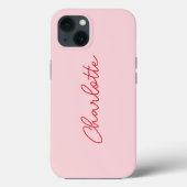 Stijlvol Modern Roze en Rood Script Case-Mate iPhone Case (Achterkant)