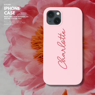 Stijlvol Modern Roze en Rood Script Case-Mate iPhone Case