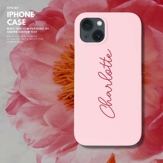 Stijlvol Modern Roze en Rood Script Case-Mate iPhone Case