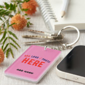 STIJLVOL MODERN ROZE GEVERIFIEERD BRANDED SLEUTELHANGER (Voorkant Rechts)