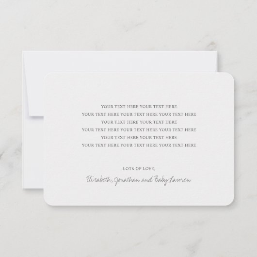 Stijlvol modern Roze Script Girl-Baby shower Bedankkaart (Achterkant)