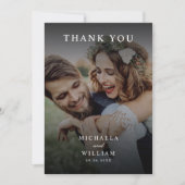 Stijlvol Modern Script 2-foto bruiloft Bedankkaart (Voorkant)