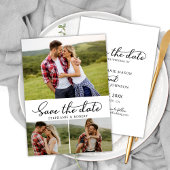 Stijlvol modern script 3 fotocollage bruiloft save the date