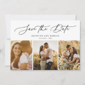Stijlvol, modern script, 3-Photo Multi Save The Date (Voorkant)
