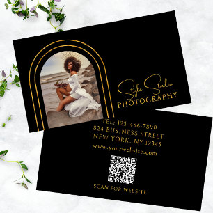 Stijlvol Modern Script Foto QR Code Fotografie Visitekaartje