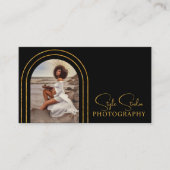 Stijlvol Modern Script Foto QR Code Fotografie Visitekaartje (Voorkant)