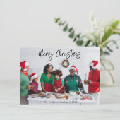 Stijlvol Modern Script Foto Vrolijk Kerstmis Feestdagenkaart (Staand voorkant)