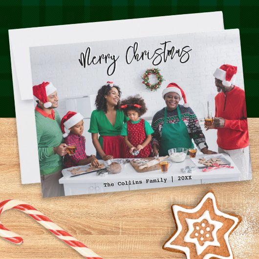 Stijlvol Modern Script Foto Vrolijk Kerstmis Feestdagenkaart