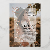 Stijlvol Modern Script Jongeren 2 Foto Sweet 16 Folie Uitnodiging (Voorkant)