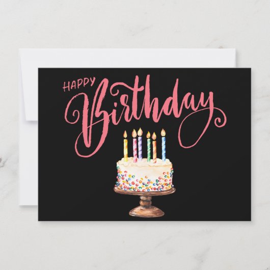 Stijlvol Modern Script Kleurrijke Happy Birthday Notitiekaartje (Voorkant)