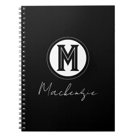 Stijlvol modern Script Monogram Kantoor 3 Ring Bin Notitieboek (Voorkant)