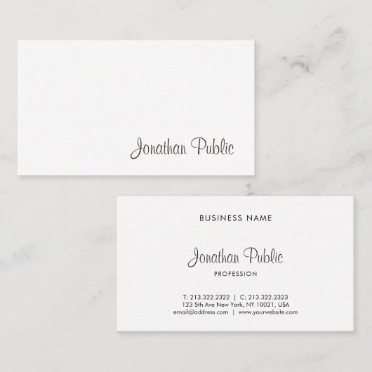 Stijlvol modern Script Professional Smart Chic Visitekaartje (Voorkant / Achterkant)