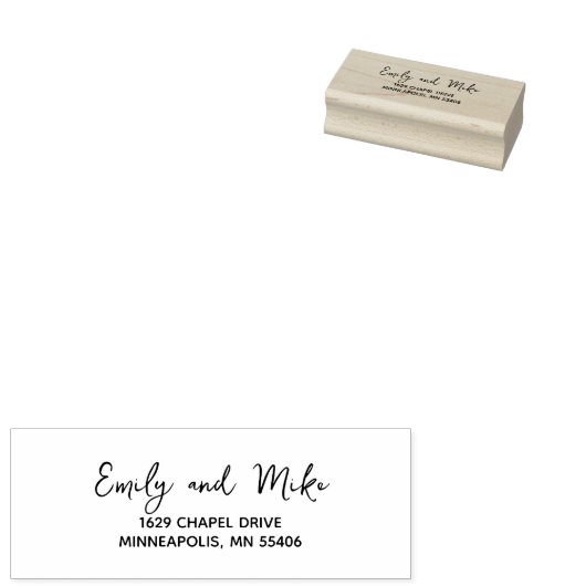 Stijlvol modern script retouradres hout rubberstempel (Gestempeld)