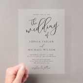 Stijlvol Modern Script Zwart Bruiloft Acryl Uitnodigingen (Insitu (Draagbaar))