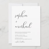 Stijlvol modern script zwart-wit bruiloft kaart (Voorkant)