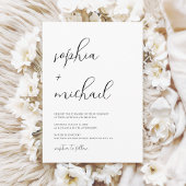 Stijlvol modern script zwart-wit bruiloft kaart