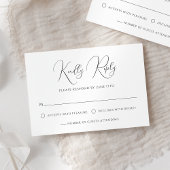 Stijlvol modern script zwart-wit bruiloft RSVP kaartje