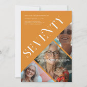 Stijlvol Modern Seventy | 70e verjaardag 3 foto Kaart (Voorkant)