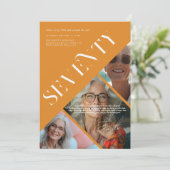 Stijlvol Modern Seventy | 70e verjaardag 3 foto Kaart (Staand voorkant)