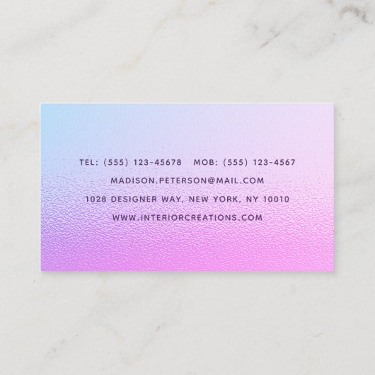 Stijlvol modern Shimmer Interior Design Trendy Chi Visitekaartje (Achterkant)