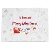 Stijlvol modern Unicorn Santa Snow Name Script Groot Cadeauzakje (Voorkant)