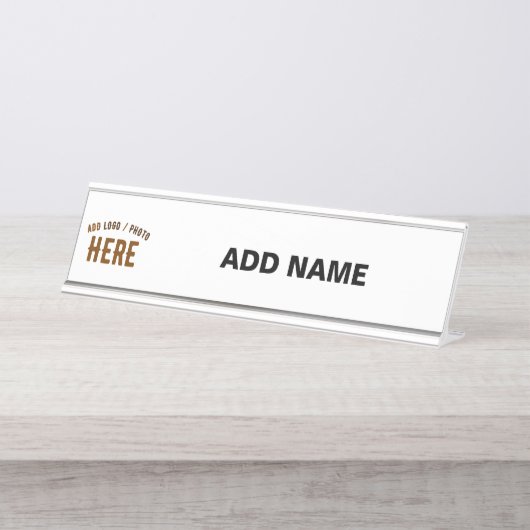 STIJLVOL MODERN  WIT GEVERIFIEERD BRANDED BUREAU NAAMBORDJE (Voorkant)