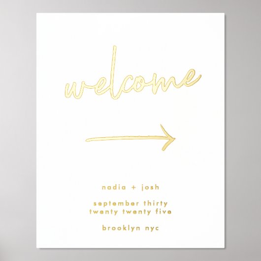 Stijlvol, modern, wit, welkomstgoud folie afdrukken (Voorkant)