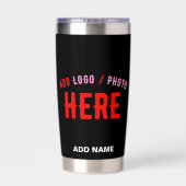 STIJLVOL MODERN  ZWART GEVERIFIEERD BRANDED GEÏSOLEERDE DRINKBEKER (Achterkant)