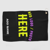 STIJLVOL MODERN  ZWART GEVERIFIEERD BRANDED GOLFHANDDOEK (Horizontaal)