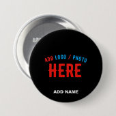 STIJLVOL MODERN  ZWART GEVERIFIEERD BRANDED RONDE BUTTON 7,6 CM (Voorkant /achterkant)