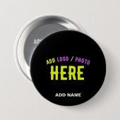 STIJLVOL MODERN  ZWART GEVERIFIEERD BRANDED RONDE BUTTON 7,6 CM (Voorkant /achterkant)