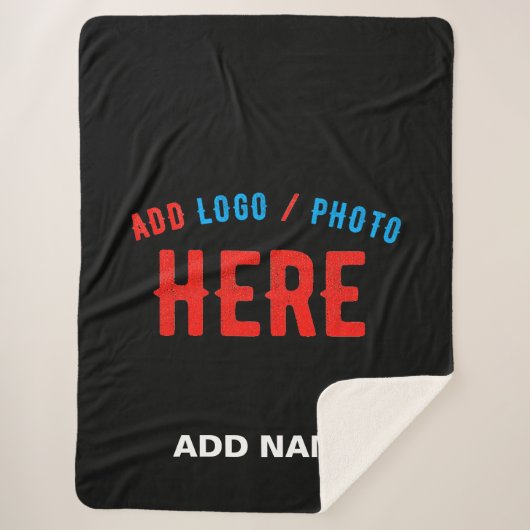 STIJLVOL MODERN  ZWART GEVERIFIEERD BRANDED SHERPA DEKEN (Voorkant)