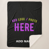 STIJLVOL MODERN  ZWART GEVERIFIEERD BRANDED SHERPA DEKEN (Voorkant)