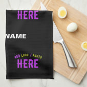 STIJLVOL MODERN  ZWART GEVERIFIEERD BRANDED THEEDOEK (Quarter Fold)