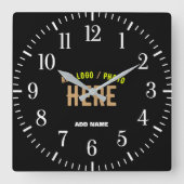 STIJLVOL MODERN  ZWART GEVERIFIEERD BRANDED VIERKANTE KLOK (Voorkant)