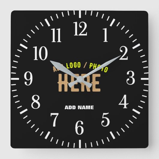 STIJLVOL MODERN  ZWART GEVERIFIEERD BRANDED VIERKANTE KLOK (Voorkant)