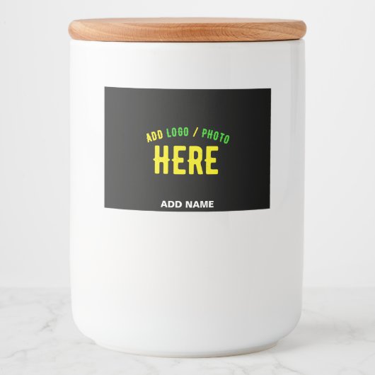 STIJLVOL MODERN  ZWART GEVERIFIEERD BRANDED VOEDSELCONTAINER ETIKET (Voorkant)