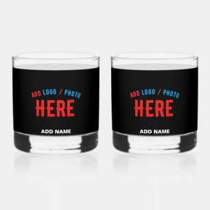 STIJLVOL MODERN  ZWART GEVERIFIEERD BRANDED WHISKY GLAS