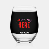 STIJLVOL MODERN  ZWART GEVERIFIEERD BRANDED WIJNGLAS ZONDER VOET (Achterkant)